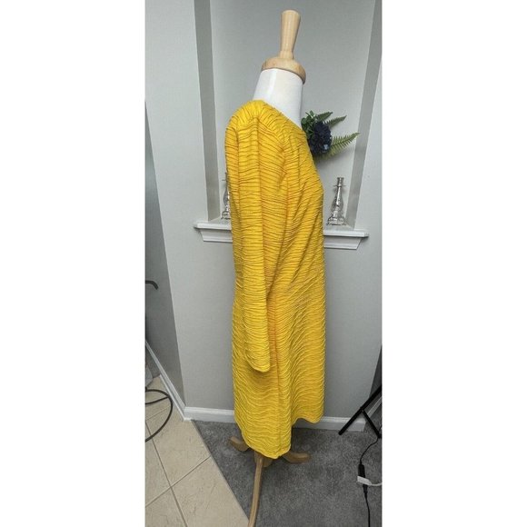 Gianni Bini Women's Fitted Dress Size Large (L) 3/4 Sleeve Marigold Yellow - Picture 5 of 9
